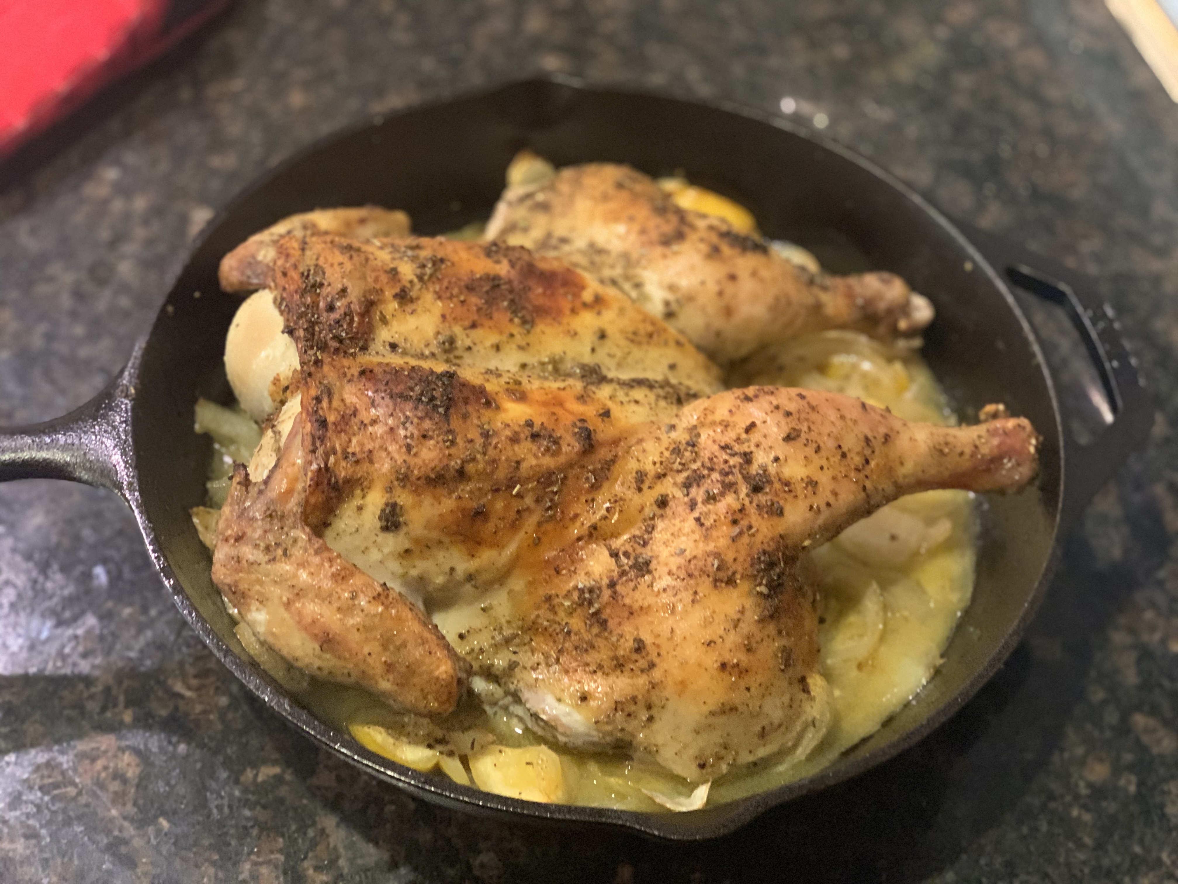 Lemon Garlic Spatchcock Chicken